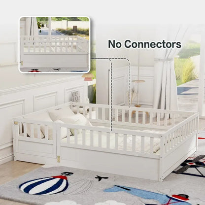 Letto da terra per bambini in legno Montessori con doghe di supporto