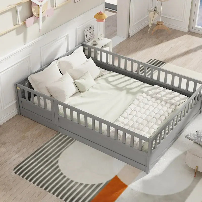 Letto da terra per bambini in legno Montessori con doghe di supporto