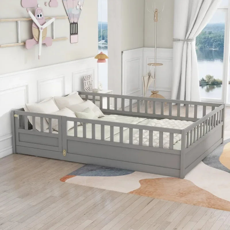 Letto da terra per bambini in legno Montessori con doghe di supporto