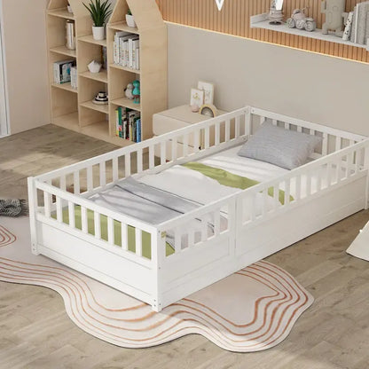 Letto da terra per bambini in legno Montessori con doghe di supporto