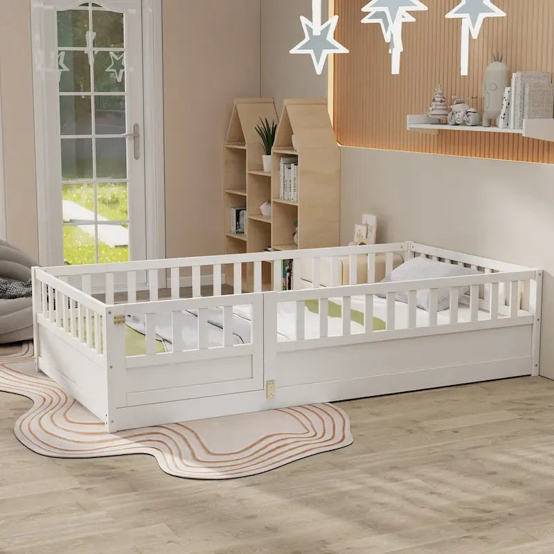 Letto da terra per bambini in legno Montessori con doghe di supporto