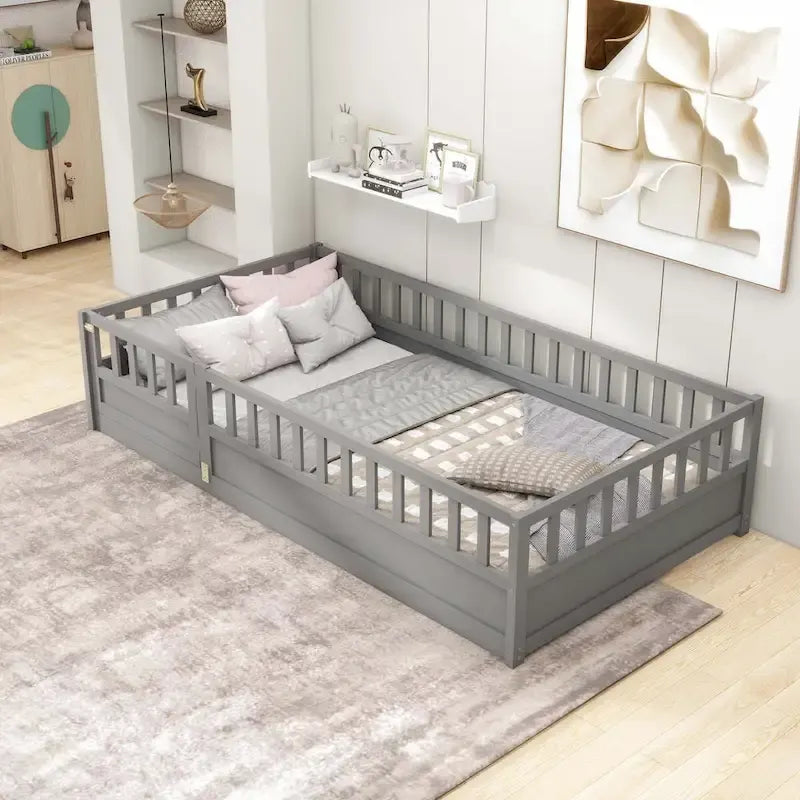 Letto da terra per bambini in legno Montessori con doghe di supporto