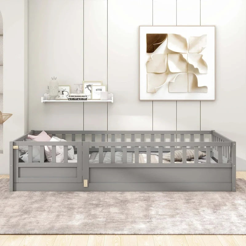 Letto da terra per bambini in legno Montessori con doghe di supporto