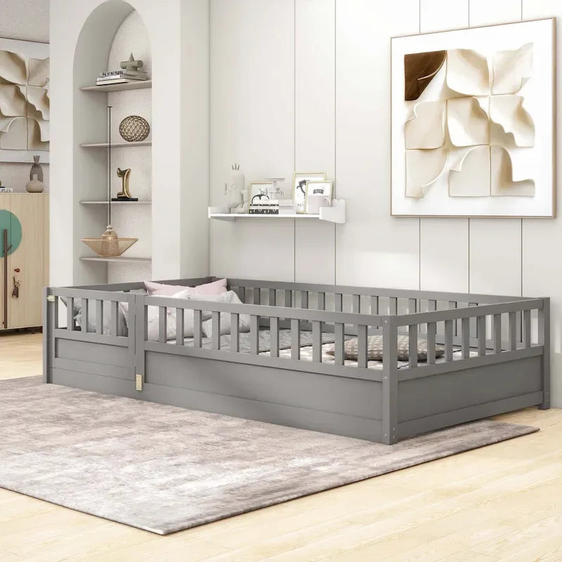Letto da terra per bambini in legno Montessori con doghe di supporto