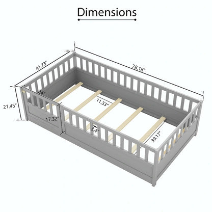 Letto da terra per bambini in legno Montessori con doghe di supporto