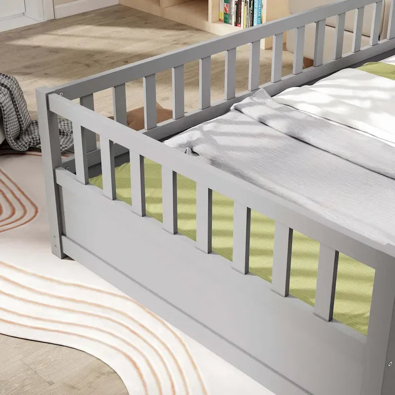 Letto da terra per bambini in legno Montessori con doghe di supporto