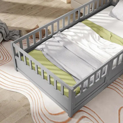 Letto da terra per bambini in legno Montessori con doghe di supporto