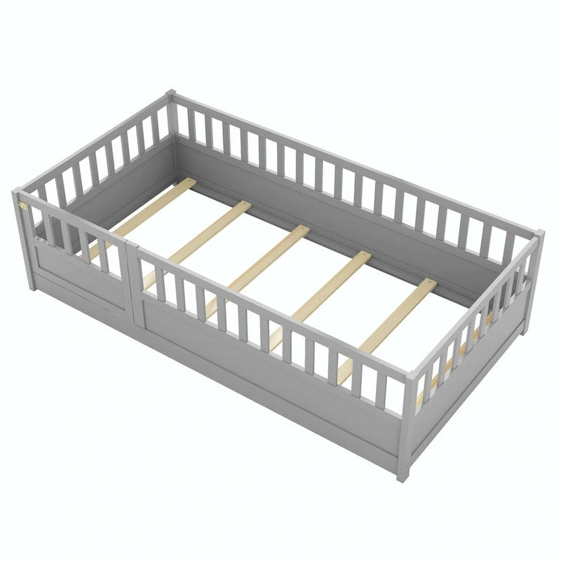 Letto da terra per bambini in legno Montessori con doghe di supporto
