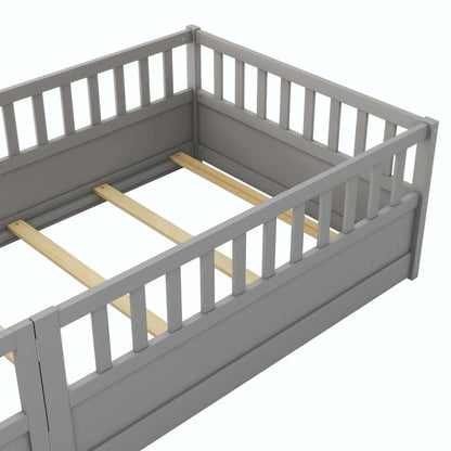 Letto da terra per bambini in legno Montessori con doghe di supporto