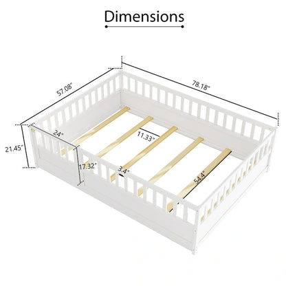 Letto da terra per bambini in legno Montessori con doghe di supporto