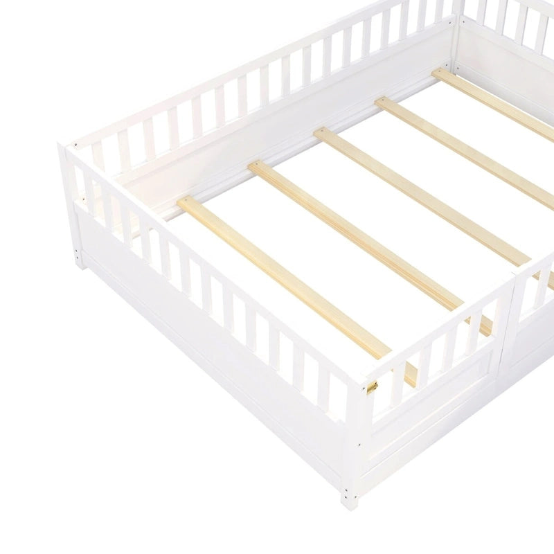 Letto da terra per bambini in legno Montessori con doghe di supporto