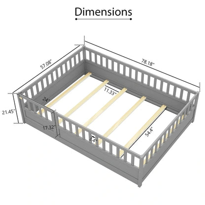 Letto da terra per bambini in legno Montessori con doghe di supporto