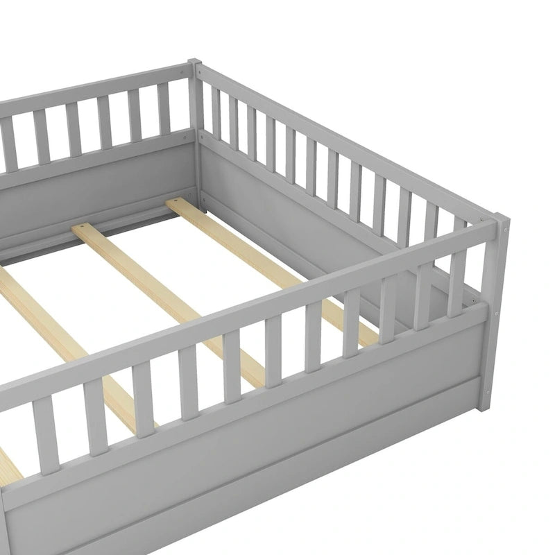 Letto da terra per bambini in legno Montessori con doghe di supporto