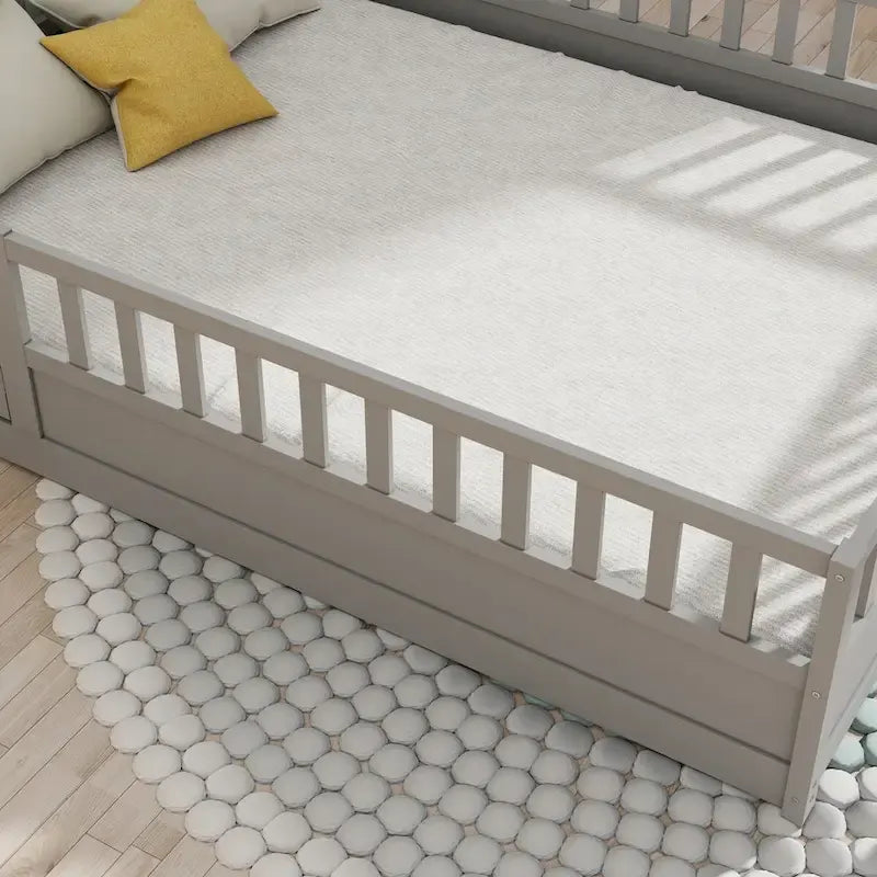 Letto da terra per bambini in legno Montessori con doghe di supporto