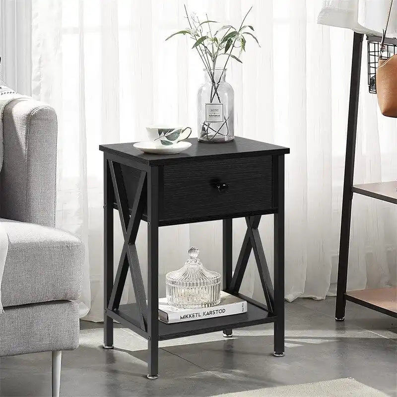 Comodini Set di 2 comodini moderni Nero scuro