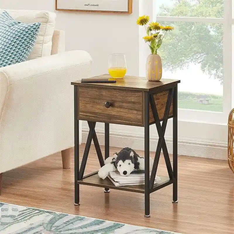 Comodini Set di 2 comodini moderni Nero scuro
