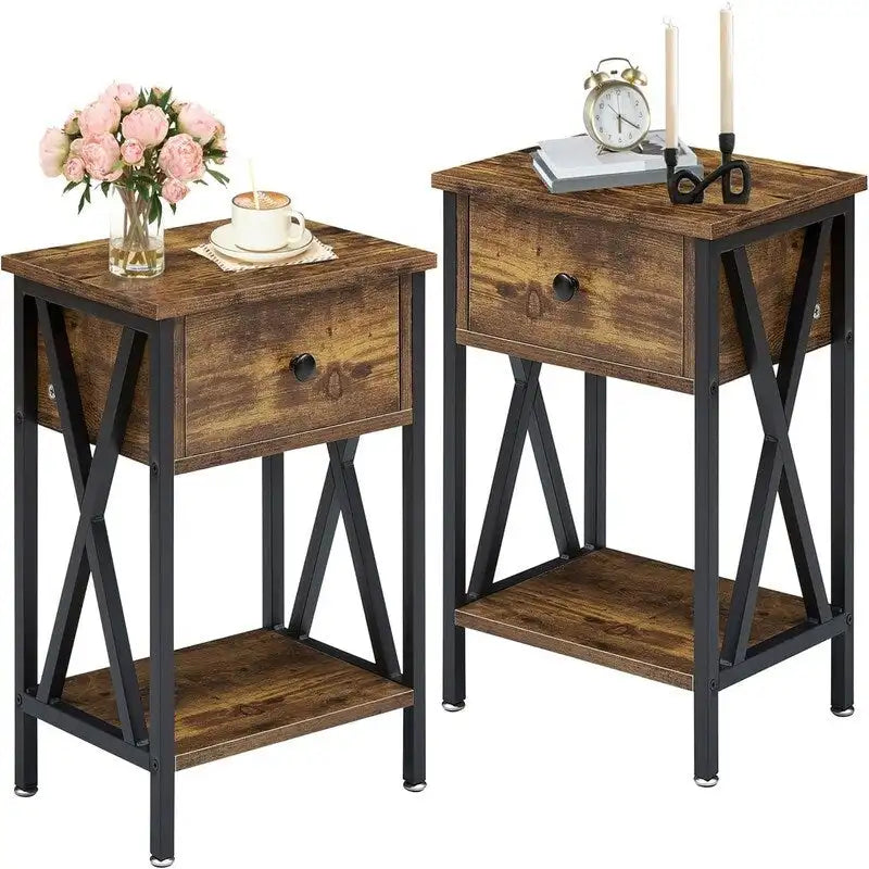 Comodini Set di 2 comodini moderni Nero scuro