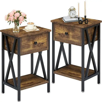 Comodini Set di 2 comodini moderni Nero scuro