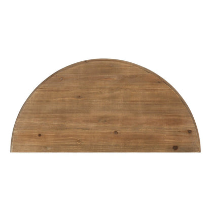 Tavolo consolle semicircolare in legno a mezzaluna con piano rustico anticato a mano e gambe a cavalletto - 30x15x31 pollici