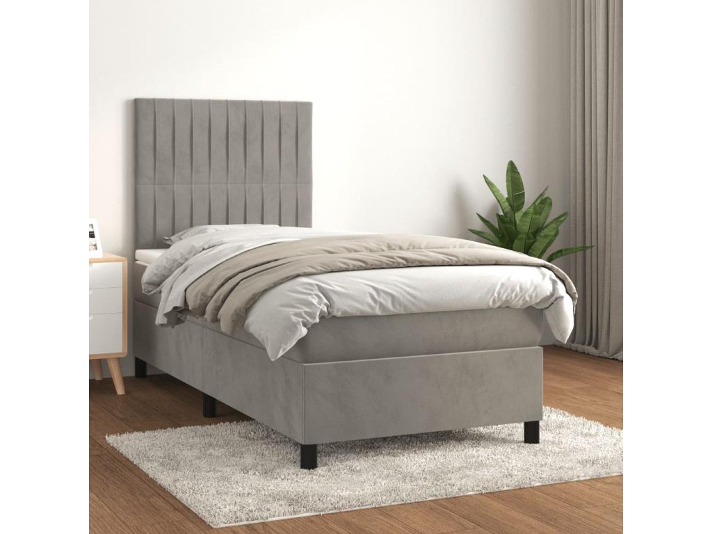 Struttura letto in velluto bianco con materasso, 100 x 200 cm