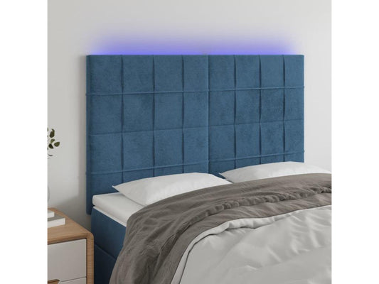 Struttura letto in velluto blu, 144 x 5 x 118 cm