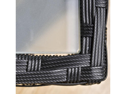 Tavolino da caffè in vimini intrecciato in resina nera