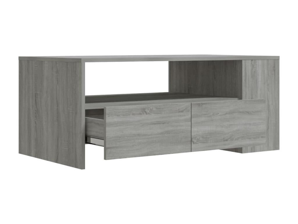 Tavolino da caffè in legno ingegnerizzato grigio, 102 x 55 x 42 cm