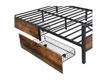 Struttura letto in metallo marrone a 2 cassetti, 140 x 200 cm