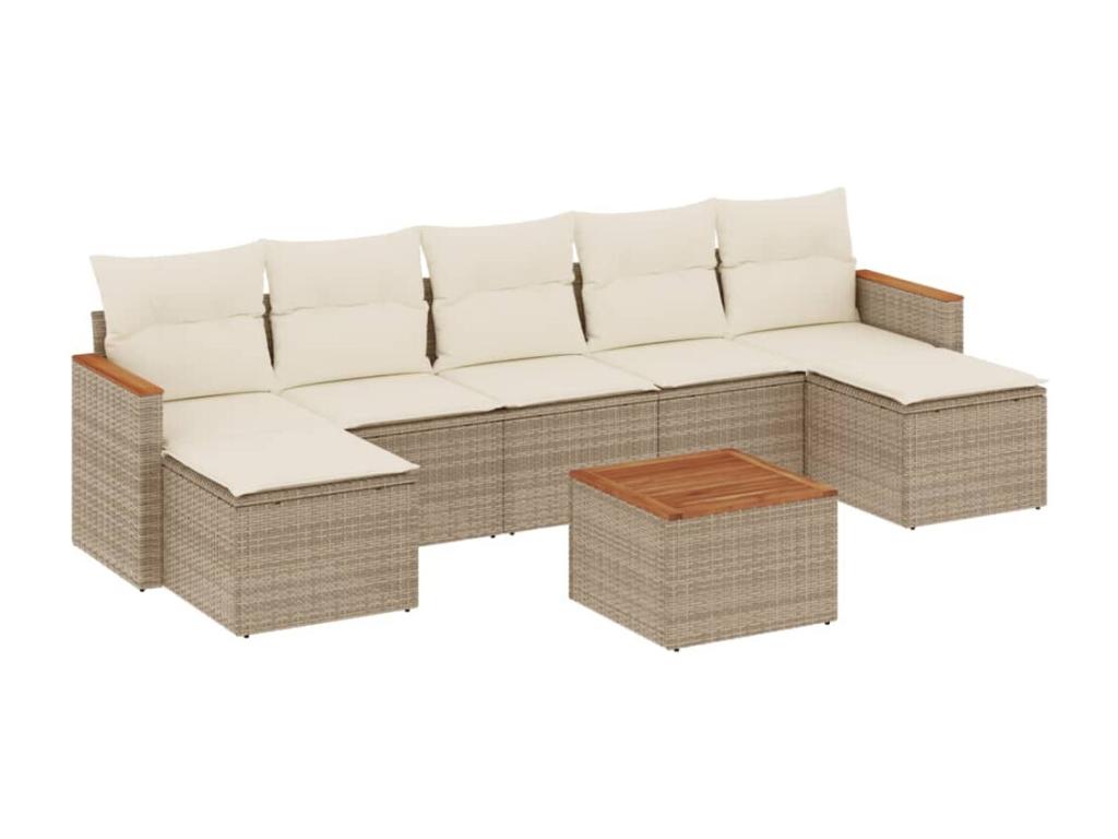 Set di mobili da esterno in vimini intrecciato in resina beige