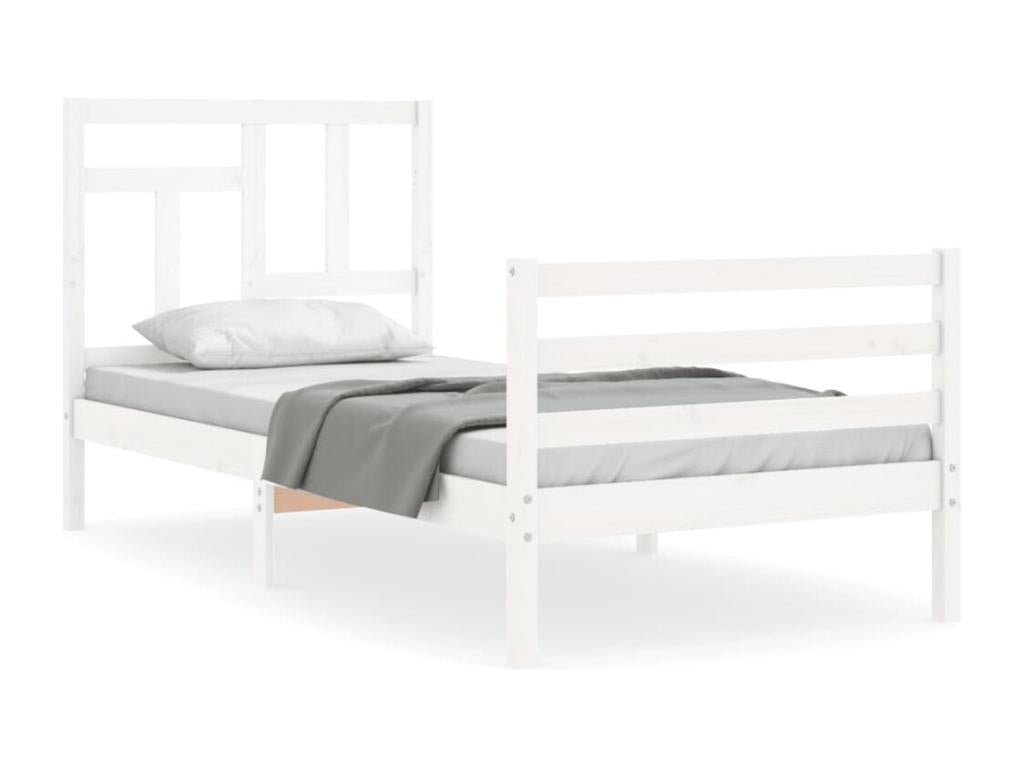 Struttura letto in legno massello bianco con materasso