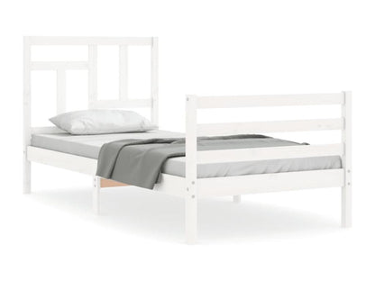 Struttura letto in legno massello bianco con materasso