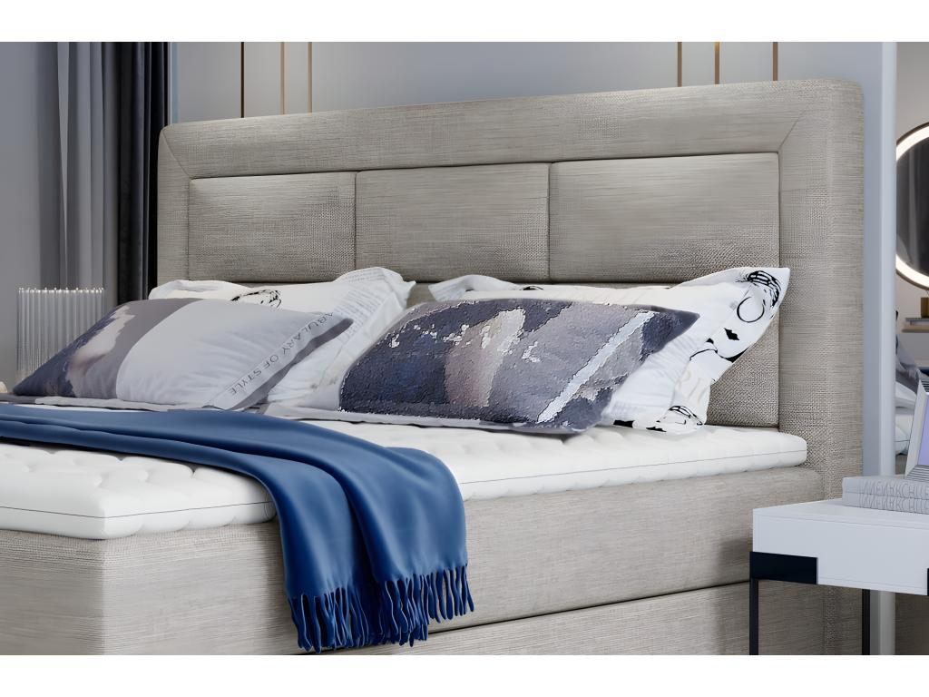 Struttura letto in tessuto beige con materasso, 140 x 200 cm