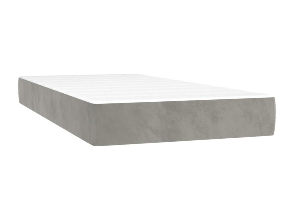 Struttura letto in velluto grigio con materasso, 90 x 190 cm
