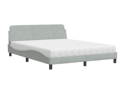 Struttura letto in velluto grigio con materasso, 160 x 200 cm