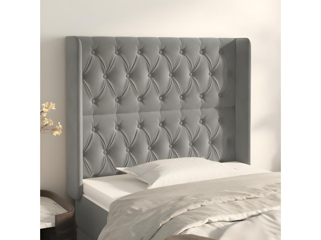 Struttura letto in velluto grigio, 93 x 16 x 118 cm