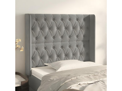 Struttura letto in velluto grigio, 93 x 16 x 118 cm