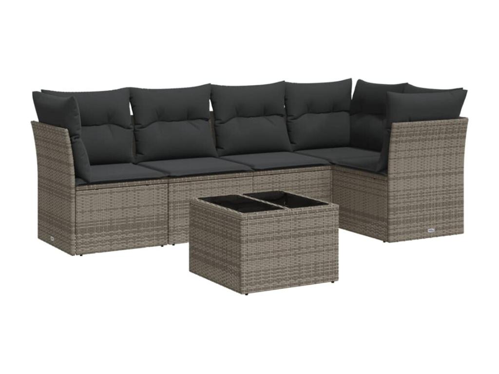 Set di mobili da esterno in vimini intrecciato in resina grigia