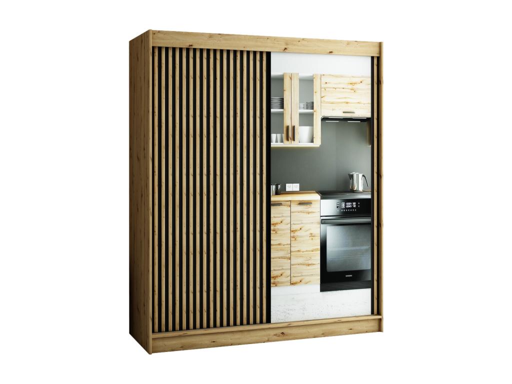 Armadio nero a 2 ante, 180 x 62 x 200 cm