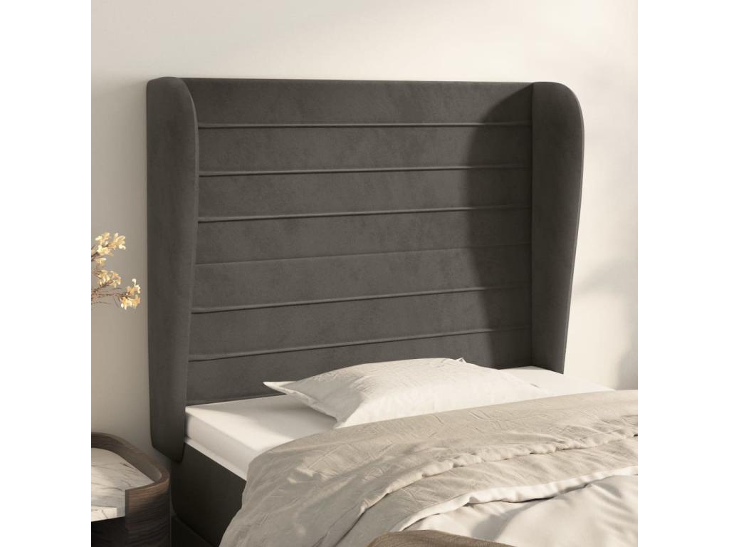 Struttura letto in velluto grigio, 83 x 23 x 118 cm