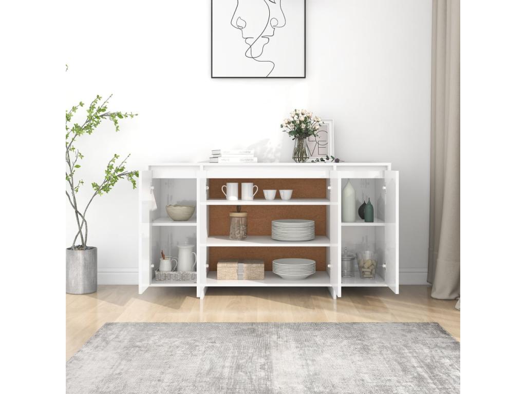 Credenza in legno ingegnerizzato bianco, 135 x 41 x 75 cm