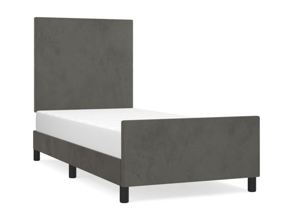 Struttura letto in velluto grigio, 100 x 200 cm