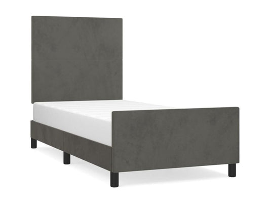 Struttura letto in velluto grigio, 100 x 200 cm