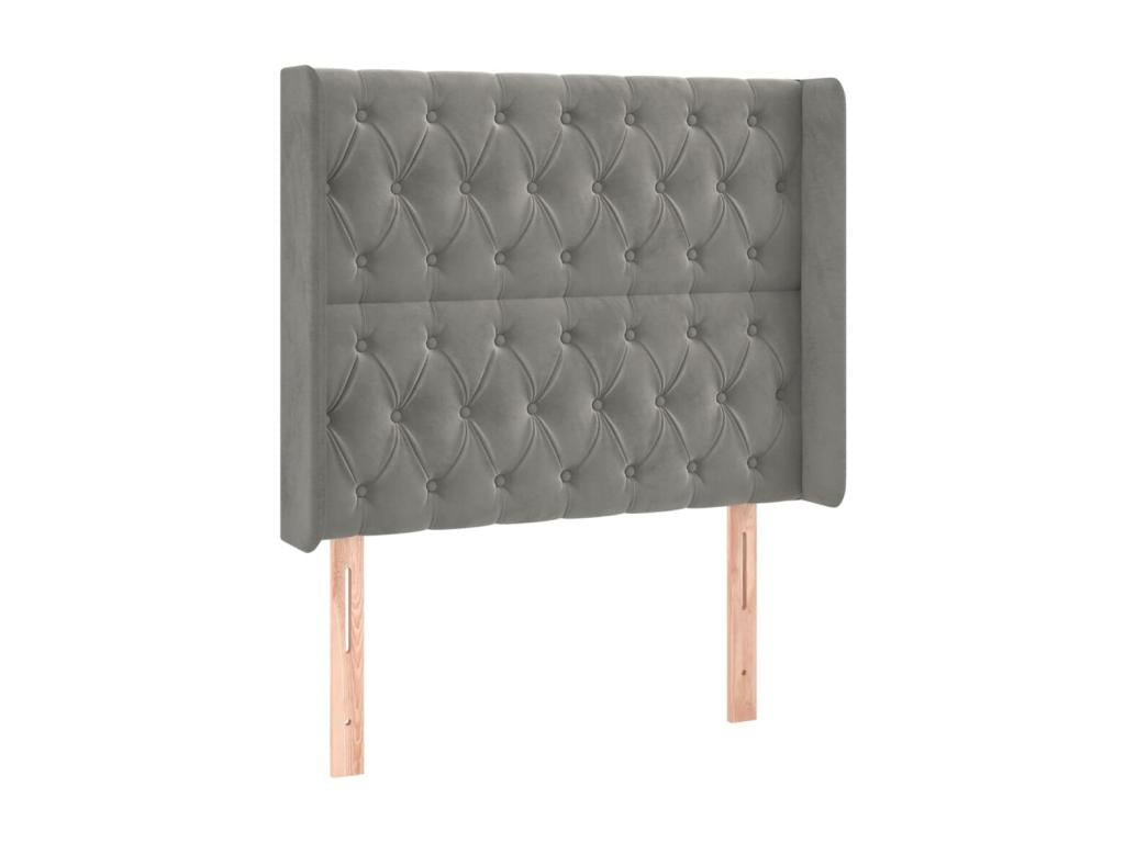 Struttura letto in velluto grigio, 93 x 16 x 118 cm