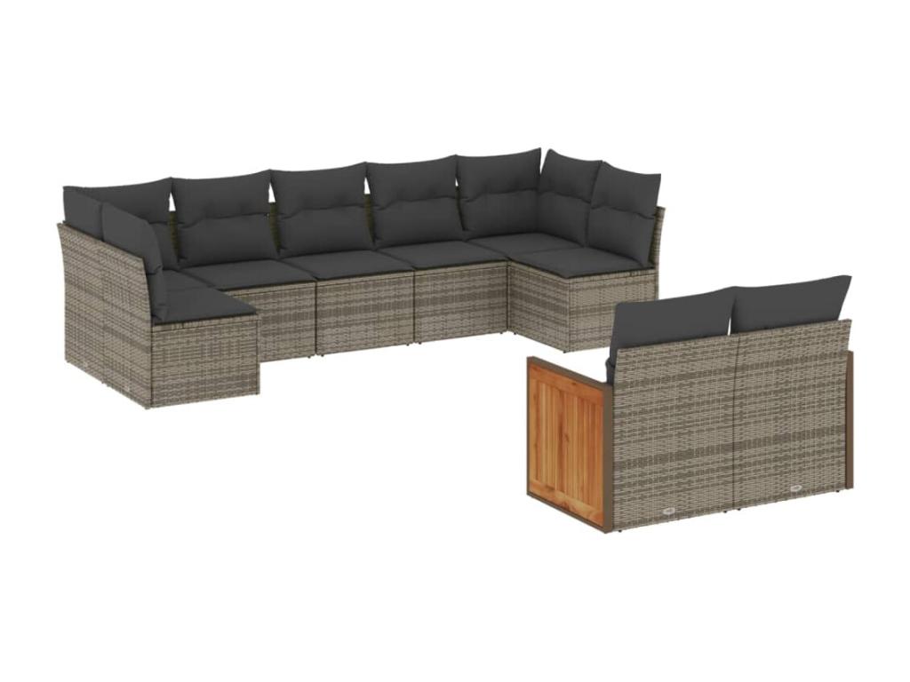 Set di mobili da esterno in vimini intrecciato in resina grigia