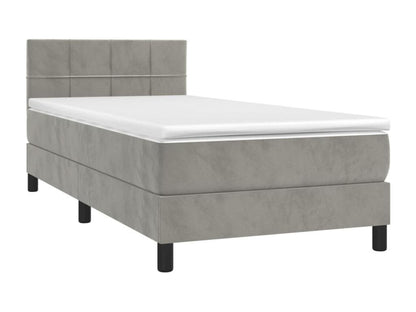 Struttura letto in velluto grigio con materasso, 80 x 200 cm
