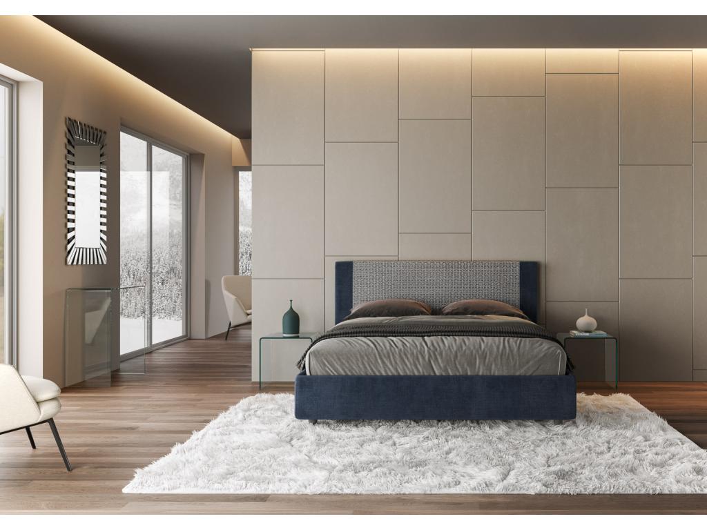 Struttura letto in tessuto blu, 160 x 210 cm