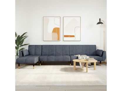 Divano in velluto grigio, 275 x 140 x 70 cm