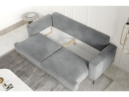 Divano letto trasformabile in tessuto verde con contenitore