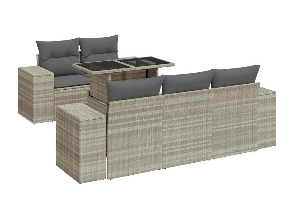 Set di mobili da esterno in vimini intrecciato in resina grigia