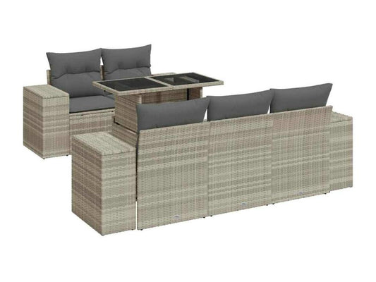 Set di mobili da esterno in vimini intrecciato in resina grigia